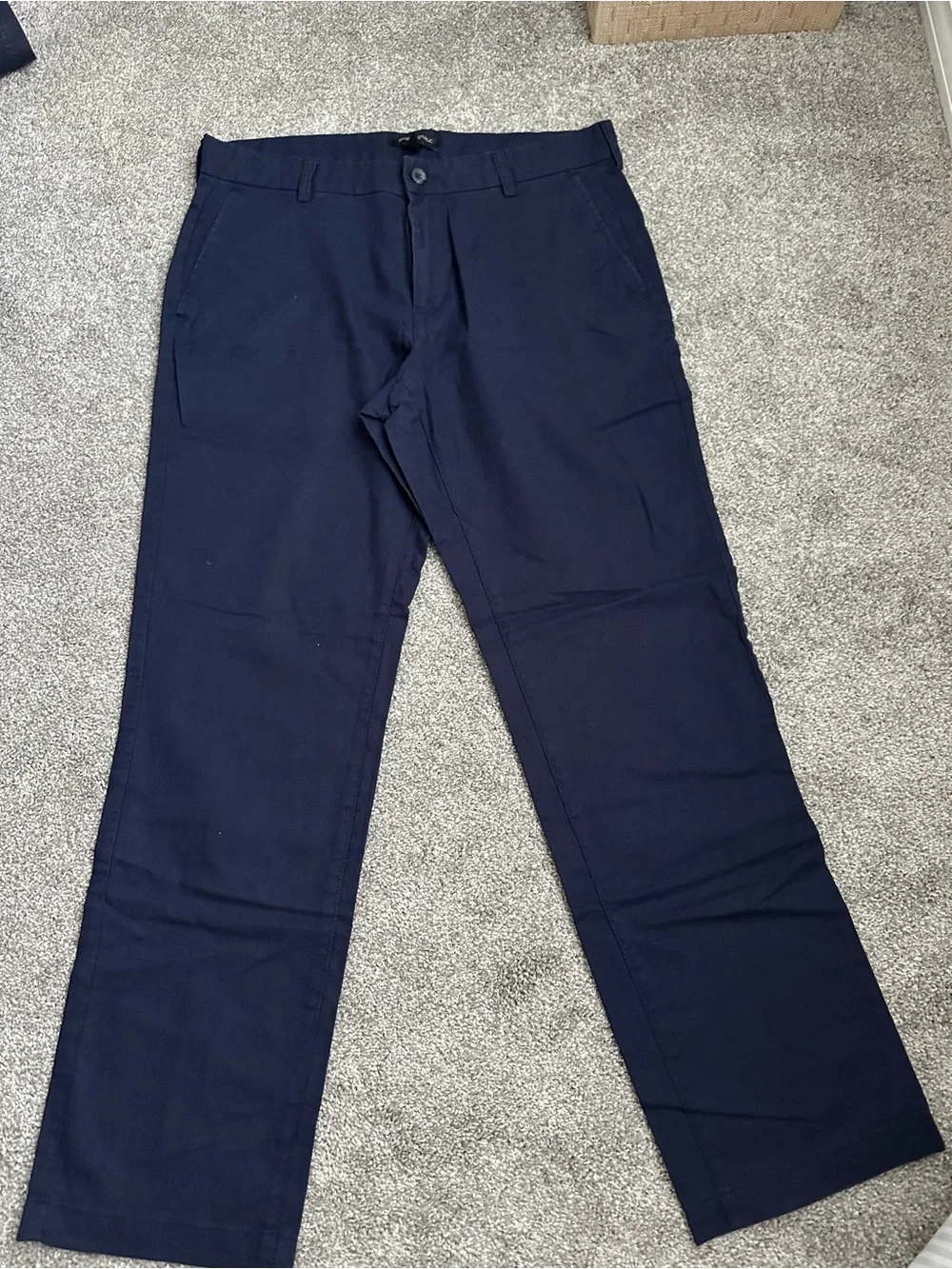 Banana Republic Men's Navy Straight-Leg Pants,size 33/32(linen+cotton)